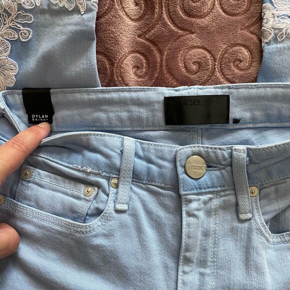 VINCE DYLAN SKINNY LIGHT BLUE LACE DETAIL JEANS SZ 27 - Picture 8 of 12
